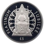5 Pounds - Elizabeth II Platinum Jubilee - Queen on throne, United Kingdom, 2022 reverse image