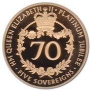5 Sovereigns - Elizabeth II Platinum Jubilee, United Kingdom, 2022 reverse image