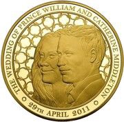 10 Pounds - Elizabeth II Royal Wedding; Gold Proof, United Kingdom, 2011 reverse image