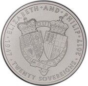20 Sovereigns - Elizabeth II Platinum Wedding, United Kingdom, 2017 reverse image