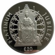 20 Pounds - Elizabeth II Platinum Jubilee - Queen on throne, United Kingdom, 2022 reverse image