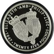 25 Pounds - Elizabeth II Platinum Wedding; Silver Proof, United Kingdom, 2017 reverse image