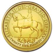 25 Pounds - Elizabeth II Sapphire Coronation Jubilee - On Horseback, United Kingdom, 2018 reverse image