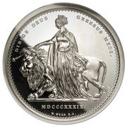 100 Pounds - Elizabeth II Una and the Lion; Silver, United Kingdom, 2019 reverse image