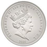 100 Pounds - Elizabeth II Three Graces; Silver 1kg obverse image