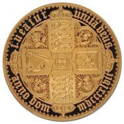 500 Pounds - Elizabeth II Gothic - Quartered Arms; Gold, United Kingdom, 2021 reverse image