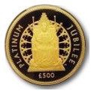500 Pounds - Elizabeth II Platinum Jubilee - Queen on throne, United Kingdom, 2022 reverse image