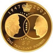 1000 Pounds - Elizabeth II Diamond Wedding, United Kingdom, 2007 reverse image