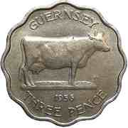 3 Pence - Elizabeth II Thin Flan, United Kingdom, 1956 reverse image