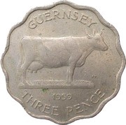 3 Pence - Elizabeth II Thick Flan, United Kingdom, 1959-1966 reverse image