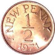½ New Penny - Elizabeth II, United Kingdom, 1971 reverse image