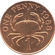 1 Penny - Elizabeth II 3rd portrait; non-magnetic, United Kingdom, 1985-1990 reverse image