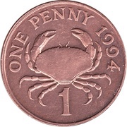1 Penny - Elizabeth II 3rd portrait; magnetic, United Kingdom, 1992-1997 reverse image