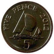 5 Pence - Elizabeth II 4th portrait; magnetic, United Kingdom, 2012 reverse image