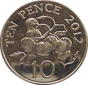 10 Pence - Elizabeth II 4th portrait; magnetic, United Kingdom, 2012 reverse image
