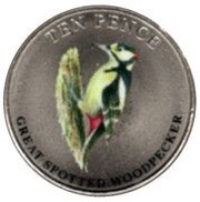 10 Pence - Elizabeth II Great Spotted Woodpecker; Colourised, United Kingdom, 2021 reverse image