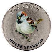 10 Pence - Elizabeth II House Sparrow; Colourised, United Kingdom, 2021 reverse image