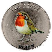 10 Pence - Elizabeth II Robin; Colourised, United Kingdom, 2021 reverse image