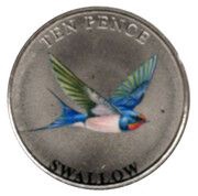 10 Pence - Elizabeth II Swallow; Colourised, United Kingdom, 2021 reverse image