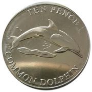 10 Pence - Elizabeth II Common Dolphin reverse image