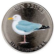 10 Pence - Elizabeth II Herring Gull; Colourised, United Kingdom, 2021 reverse image