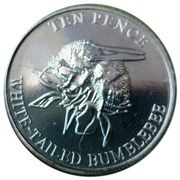 10 Pence - Elizabeth II White-Tailed Bumblebee, United Kingdom, 2021 reverse image
