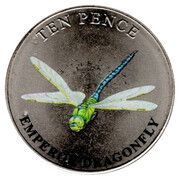 10 Pence - Elizabeth II Emperor Dragonfly; Colourised, United Kingdom, 2021 reverse image