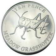 10 Pence - Elizabeth II Meadow Grasshopper reverse image