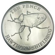 10 Pence - Elizabeth II Hawthorn Shieldbug, United Kingdom, 2021 reverse image