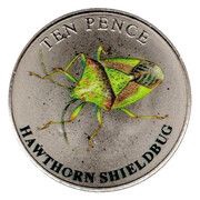 10 Pence - Elizabeth II Hawthorn Shieldbug; Colourised, United Kingdom, 2021 reverse image