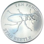 10 Pence - Elizabeth II Stag Beetle, United Kingdom, 2021 reverse image