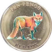 10 Pence - Elizabeth II Red Fox; colour printing, United Kingdom, 2021 reverse image