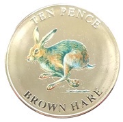 10 Pence - Elizabeth II Brown Hare; colour printing, United Kingdom, 2021 reverse image