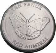 10 Pence - Elizabeth II Red Admiral, United Kingdom, 2022 reverse image