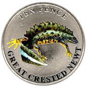 10 Pence - Elizabeth II Great Crested Newt; Colourised, United Kingdom, 2022 reverse image