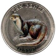 10 Pence - Elizabeth II Otter; Colourised, United Kingdom, 2022 reverse image