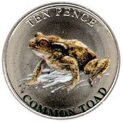 10 Pence - Elizabeth II Common Toad; Colourised, United Kingdom, 2022 reverse image