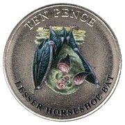 10 Pence - Elizabeth II Lesser Horseshoe Bat; Colourised, United Kingdom, 2022 reverse image