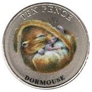 10 Pence - Elizabeth II Dormouse; Colourised, United Kingdom, 2022 reverse image