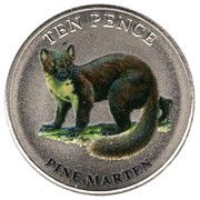 10 Pence - Elizabeth II Pine Marten; Colourised, United Kingdom, 2022 reverse image