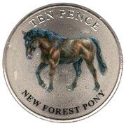 10 Pence - Elizabeth II New Forest Pony; Colourised, United Kingdom, 2022 reverse image