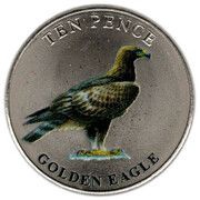 10 Pence - Elizabeth II Golden Eagle; Colourised, United Kingdom, 2022 reverse image