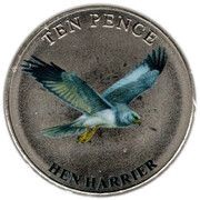 10 Pence - Elizabeth II Hen Harrier; Colourised, United Kingdom, 2022 reverse image