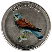 10 Pence - Elizabeth II Kestrel; Colourised, United Kingdom, 2022 reverse image