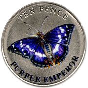10 Pence - Elizabeth II Purple Emperor; Colourised, United Kingdom, 2022 reverse image