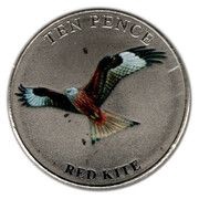 10 Pence - Elizabeth II Red Kite; Colourised, United Kingdom, 2022 reverse image