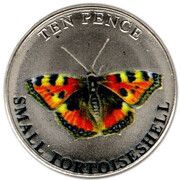 10 Pence - Elizabeth II Small Tortoiseshell; Colourised, United Kingdom, 2022 reverse image