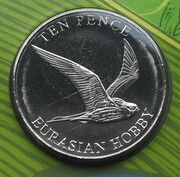 10 Pence - Charles III Eurasain Hobby, United Kingdom, 2023 reverse image