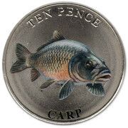 10 Pence - Charles III Carp; Colourised, United Kingdom, 2023 reverse image
