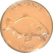 10 Pence - Charles III Carp, United Kingdom, 2023 reverse image